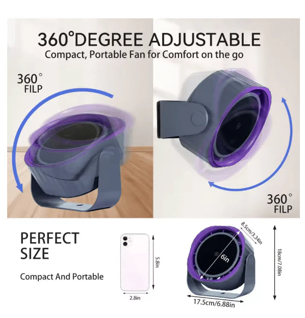 مروحة مكتب بدون شفرات بشاشة رقمية – موزع هواء صامت|Bladeless Desk Fan with Digital Display – Silent Air Circulator