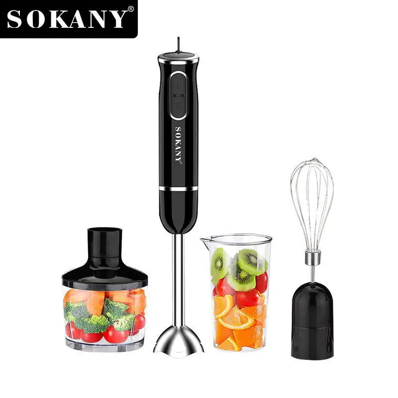 Sokany® خلاط 4 في 1 منخفض الضوضاء مع كوب، مفرمة، خفاقة، وخافق حليب