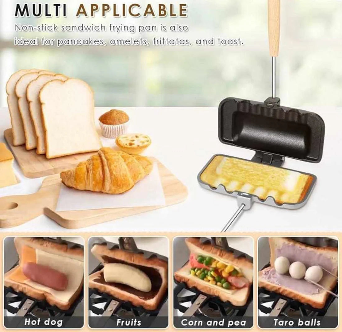 مقلاة سندويشات سهلة التنظيف ومثالية للطهي السريع|✅Easy-Clean Non-Stick Pan for Stuffed Toast & Snacks