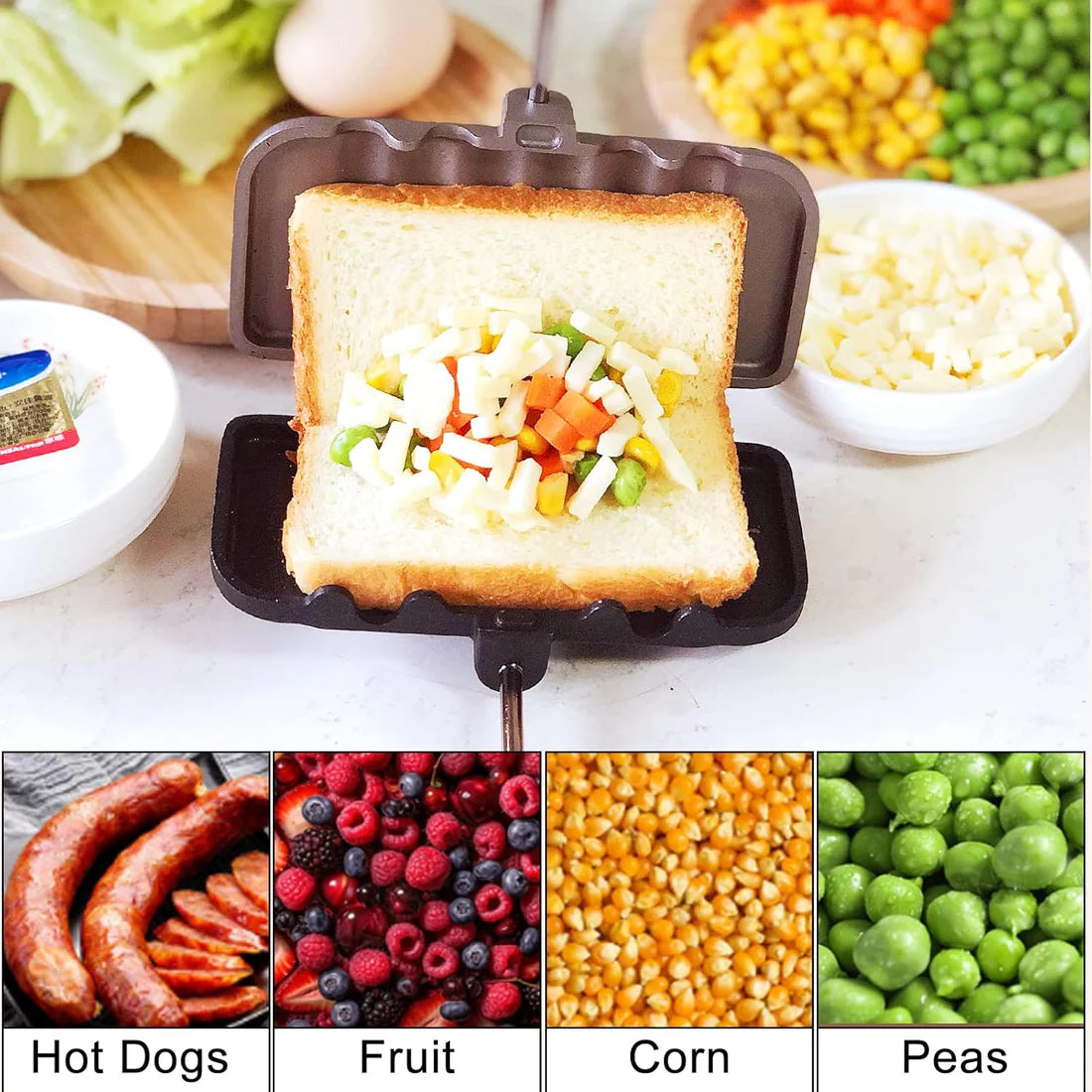 مقلاة سندويشات سهلة التنظيف ومثالية للطهي السريع|✅Easy-Clean Non-Stick Pan for Stuffed Toast & Snacks