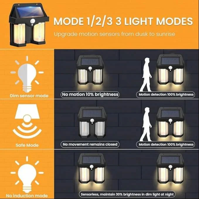 مصباح LED مزدوج يعمل بالطاقة الشمسية مع مستشعر حركة ذكي|DUAL SOLAR LED MOTION SENSOR LIGHT